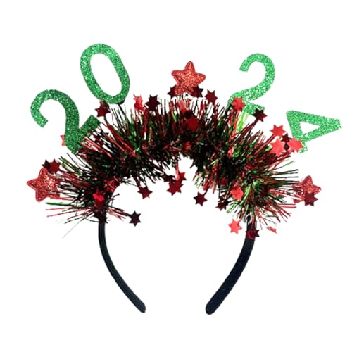 YIAGXIVG 2024 Neujahr Stirnband Happy New Year Requisiten Kopfschmuck für Versammlung Festival Pailletten Hairhoop Party Zubehör Festival Haarband Festliches Stirnband von YIAGXIVG