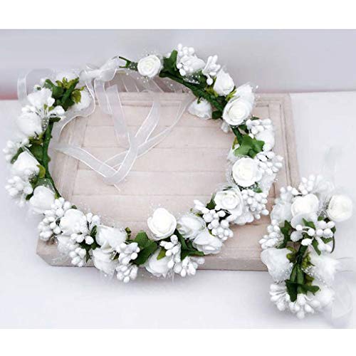 YIAGXIVG Verstellbares Band Blume Simulation Floral Kopfschmuck Hochzeit Kopfschmuck Festivals Urlaub Foto Requisiten Wandmontage Pflanzenhalter Wandmontage Pflanzenbehälter Hängende Vasen für Blumen von YIAGXIVG