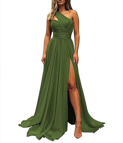 YIANN Maid of Honor Kleid für Damen, einschultrig, gerüscht, Hochzeitsgäste, Abendkleid, olivgrün, 40 YIANN Maid of Honor Kleid für Damen, einschultrig, gerüscht, Hochzeitsgäste, Abendkleid, olivgrün, 40 von YIANN