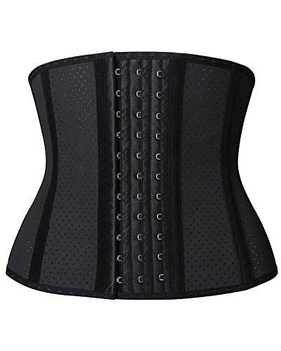 YIANNA Korsett Damen Bauchweg Abnehmen Kurzer Torso Latex Waist Trainer Corset Body Shaper Latex Korsage Shapewear Stark Formend Schwarz 110266 3XL von YIANNA