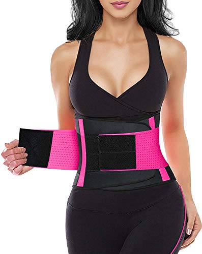 YIANNA Bauchweggürtel Damen Waist Trainer Corset Abnehmen Fitnessgürtel Verstellbarer Sport Corsage Taillenmieder Waist Trimmer Rose,YA8002 Size S von YIANNA