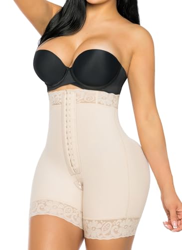 YIANNA Body Shaper Damen Bauchweg Stark Formend Shapewear Hose Miederbody Beine Shaping Miederhose Bodyformer Unterwäsche Beige 7272 3XL von YIANNA