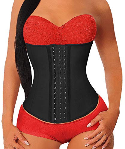 YIANNA Korsett Damen Bauchweg Stark Formend Latex Waist Trainer Corset Body Shaper Corsage Shapewear Taillenformer Korsage Corsette Schwarz U37G 3XL von YIANNA