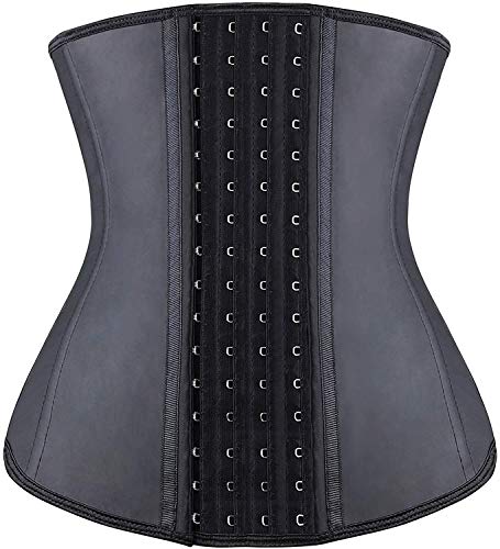 YIANNA Waist Trainer Damen Long Torso 4 Haken Korsett Taillenformer Underbust Corset Ftiness Korsage Bauch Weg Taillen Mieder Corsagen Schwarz, 11211 Size 3XL von YIANNA