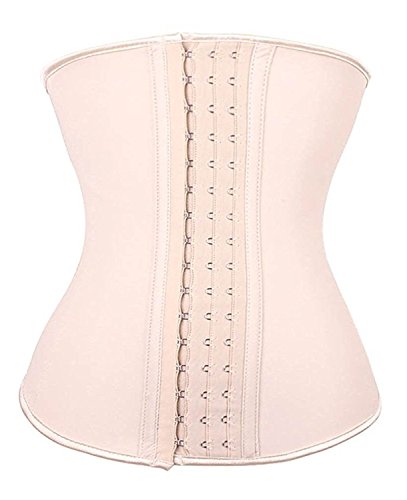 YIANNA Korsett Damen Bauchweg Stark Formend Latex Waist Trainer Body Shaper Corset Unterbrust Korsage Shapewear Fitness Corsett Trimmer Beige U37G 2XL von YIANNA