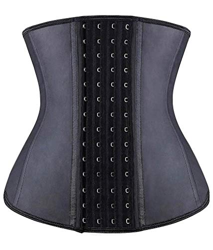 YIANNA Waist Trainer Damen Korsett Bauchweg Stark Formend 4 Haken Corset Taillenformer Sport Korsage Latex Body Shaper Corsage Schwarz, 11788 Size 3XL von YIANNA