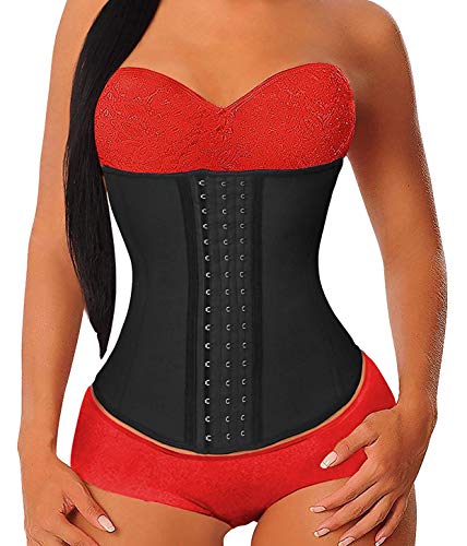 YIANNA Damen Short Torso Taille Trainer Korsett Für Gewichtsabnahme Sports Workout Sanduhr-Körper-Former Cincher Bauch-Steuer x-Large Schwarz Latex von YIANNA