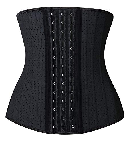 YIANNA Taillentrainer für Damen, Latex, Unterbrustkorsett, Sportgürtel, Sanduhr, Body Shaper, Schwarz (25 Knochen, atmungsaktiv), X-Large von YIANNA