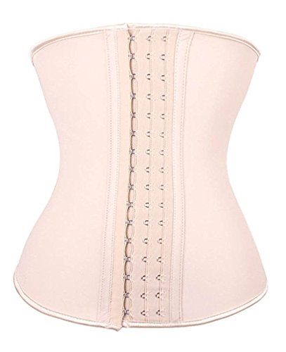 YIANNA Damen underbust latex sport gürtel waist trainer korsetts cincher sanduhr-körper-former-gewicht-verlust mittel beige von YIANNA