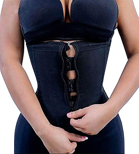 YIANNA Damen zip & haken latex taillen-trainings-korsetts/cincher sport hüftgürtel underbust sanduhr l (fit taille 29 bis 30,5 zoll) schwarz von YIANNA