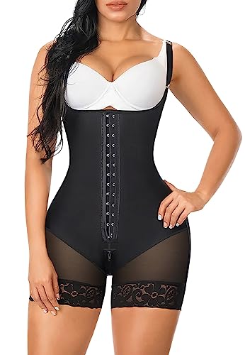 YIANNA Shapewear Damen Bauchweg Stark Formend Hohe Kompression Body Shaper Bodysuit Miederbody Fajas Colombianas Schwarz 7260 3XL von YIANNA