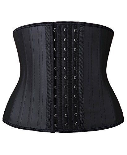 YIANNA Korsett Damen Bauchweg Kurzer Torso Latex Waist Trainer Corset Abnehmen Body Shaper Stark Formend Latex Korsage Taillenmieder Schwarz 110299 2XL von YIANNA