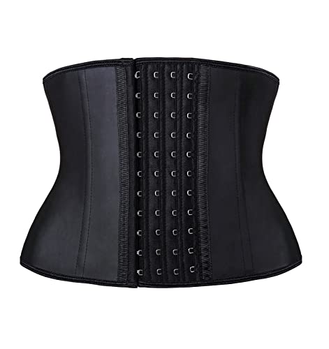 YIANNA Kurzer Torso Taillentrainer Korsett für Bauchkontrolle Unterbrust Sport Workout Sanduhr Body Shaper, Schwarz (4 Haken), X-Large von YIANNA