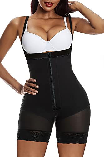 YIANNA Shapewear Damen Bauchweg Body Stark Formend Miederbody mit Bein Shaper Bodyformer Fajas Colombianas Korsett Bauch Weg Schwarz 2XL 7257 von YIANNA