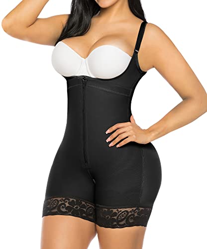 YIANNA Shapewear Damen Bauchweg Stark Formend Body Shaper Mieder Taillenformer Bodyformer Miederbody Fajas Colombianas mit Bein Shaping Schwarz 7212 XS von YIANNA