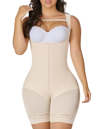 YIANNA Shapewear Damen Body Bauchweg Stark Formend Full Shaper Mieder Fajas Colombianas Miederbody Bodysuit Miederhose Hautfarben M 7289 von YIANNA