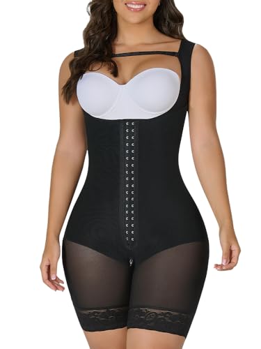 YIANNA Shapewear Damen Body Bauchweg Stark Formend Full Shaper Mieder Fajas Colombianas Miederbody Bodysuit Miederhose Schwarz 2XL 7289 von YIANNA