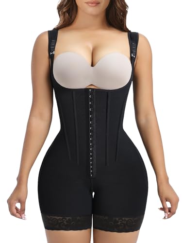 YIANNA Shapewear Damen Fajas Colombianas Body Shaper Bauchweg mit Korsett Stahlknochen Extra Stark Formend Miederbody Schwarz XL 7306 von YIANNA