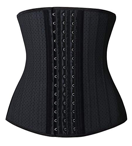 YIANNA Taillentrainer für Frauen Latex Unterbrust Taille Cincher Korsett Sport Girdle Sanduhr Body Shaper, Schwarz (25 Knochen, atmungsaktiv), Large von YIANNA