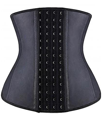 YIANNA Taillentrainer für Frauen Latex Unterbrust Taille Korsetts Cincher Sanduhr Body Shaper 4 Haken, Schwarz, X-Small von YIANNA