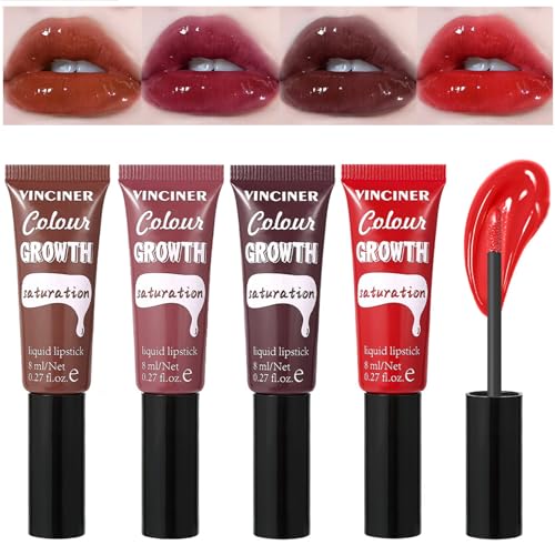 YIBABY Feuchtigkeitsspendendes, glänzendes Lippenstift-Set, feuchtigkeitsspendend, glänzend, getönter Lipgloss, pflegender, langanhaltender Lippenfleck, Lippenblam für Mädchen und Frauen, Make-up von YIBABY