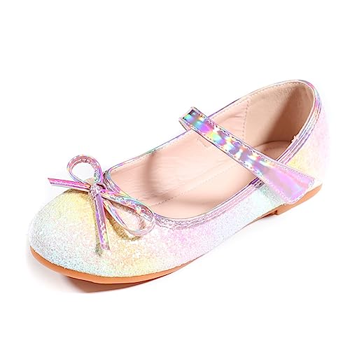 YIBLBOX Mädchen Asymmetrische Farbe Glitter Ballett Flats Mary Jane Prinzessin Kleid Schuhe für Kleinkind Kleine Kinder von YIBLBOX