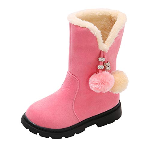 YIBLBOX Mädchen Süße Schneeschuhe Pom Pom Winter Warme Flache Schuhe von YIBLBOX