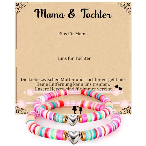 YIBONIKA Mutter Tochter Geschenk, 2 Stück Mutter Tochter Armband, Passende Armband Schmuck Geschenke für Mama, Muttertag, Geburtstag, Tochter Motivierende Geschenke von YIBONIKA