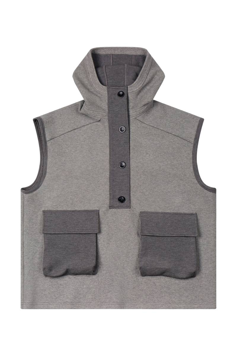 YIBRI | HEAVYWEIGHT HOODED VEST WITH UTILITY POCKETS | Women's Grey Vests von YIBRI
