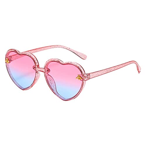 YICARE Polarisierte Kinder-Sonnenbrille, TPEE, flexibler Rahmen, niedlich, herzförmig, für Mädchen und Jungen, Alter 3–10 Jahre, UV400-Schutz, für Jungen und Mädchen (Rosa + Blau) von YICARE