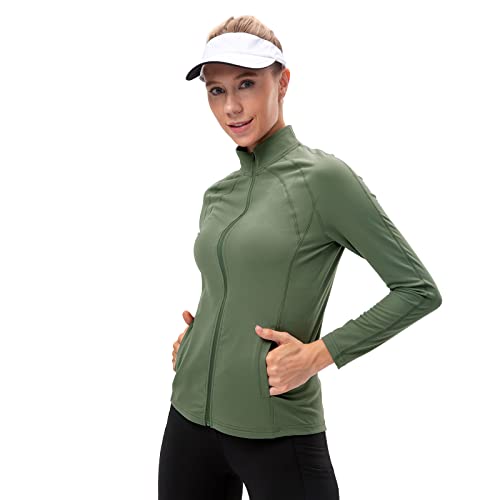 YICHEN Damen Laufjacke Sportjacke Trainingsjacke Langarm Fitness Jacke Sweatjacke mit Tasche Atmungsaktiv voll Reißverschluss Running-Jacken Damen für Yoga Fitness von YICHEN