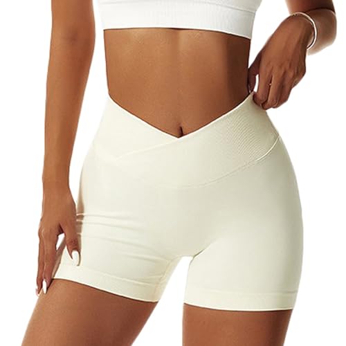 YICHEN Gym Shorts V Cross Stretch Push Up Yoga Shorts Kurz Sport Leggings Nahtlose Leggins Yogahose Sporthose Hohe Taille Sportleggins Radlerhose Laufhose Tanzshorts von YICHEN