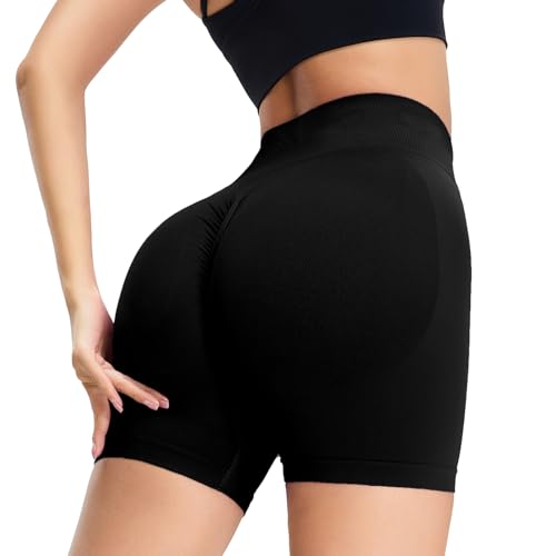 YICHEN Kurze Sporthose Damen, Damen Kurz Sport Leggings, Leggins Push Up Yogahose Sommer Sporthose Blickdicht Hohe Taille Shorts Scrunch Butt Sportleggins Radlerhose Laufhose Tanzshorts Hotpants von YICHEN