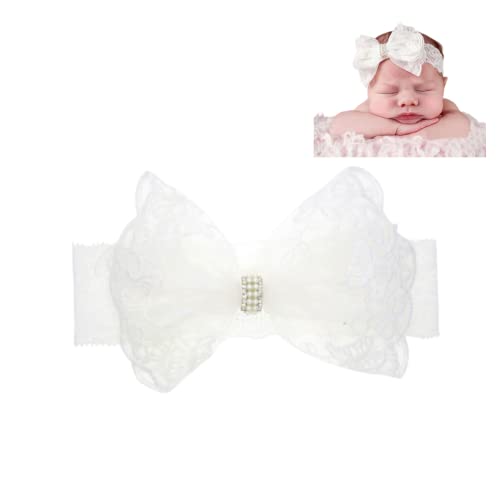 YICHUN Baby weiße Spitze Stirnbänder Haarbänder Haarschleifen Kopfbedeckung Fotografie Haarschmuck elastische Kopfbedeckung für Baby Mädchen von YICHUN