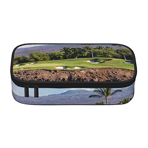 YIDUODUOX Hawaii Beach Golf Course Federmäppchen, große Kapazität, einfache, langlebige, multifunktionale Federtasche, geeignet für Teenager, Jungen, Mädchen, Studenten, Erwachsene von YIDUODUOX