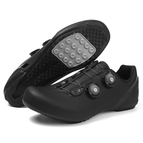 Fahrradschuhe Für Herren Und Damen Atmungsaktive, Rutschfeste Gummisohle Bikeschuhe, No-Lock-Fahrrad Sneaker Professionelle ​​​​Turnschuhe Outdoor-/Indoor-Spin-Bike-Reitschuhe-Black||numeric_44 von YIENHUI