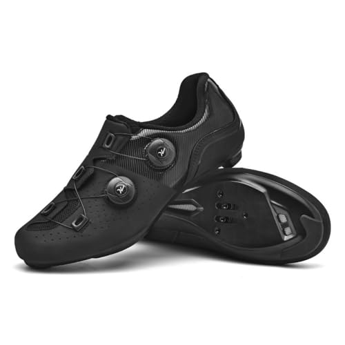 Rennradschuhe Herren/Damen Atmungsaktive Fahrradtrainer Unisex Bequeme, Rutschfeste Rennrad-Sneaker Mit Schnelldrehendem Schnürsystem Spin-Bike-Schuhe Für Drinnen Und Draußen-Black||numeric_45 von YIENHUI
