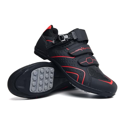 YIENHUI Fahrradschuhe Damen Herren Reitschuhe Spinbike-Sneaker Atmungsaktive Rennradschuhe rutschfeste Outdoor-/Indoor-Spin-Reitschuhe Flat-Pedal-Schuhe-red||Numeric_41 von YIENHUI