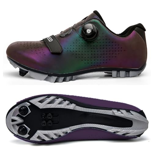YIENHUI Fahrradschuhe Für Damen Und Herren MTB-Radsportschuhe Sneaker Atmungsaktive Mountainbike-Schuhe Für Drinnen Und Draußen rutschfeste Unisex-Spin-Cycle-Rennradschuhe-Purple||Numeric_38 von YIENHUI