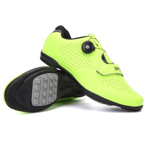 YIENHUI Fahrradschuhe Für Herren Und Damen Atmungsaktive, rutschfeste No-Lock-Reitschuhe Bikeschuhe Fahrradschuhe Mit Gummisohle Sneaker Für Indoor Und Outdoor-Green||Numeric_39 von YIENHUI
