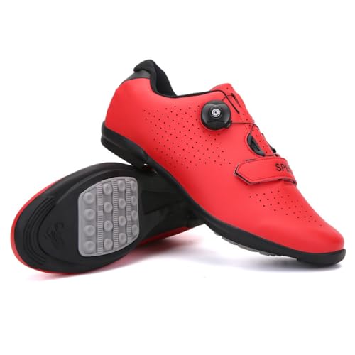 YIENHUI Fahrradschuhe Für Herren Und Damen Atmungsaktive, rutschfeste No-Lock-Reitschuhe Bikeschuhe Fahrradschuhe Mit Gummisohle Sneaker Für Indoor Und Outdoor-Red||Numeric_38 von YIENHUI