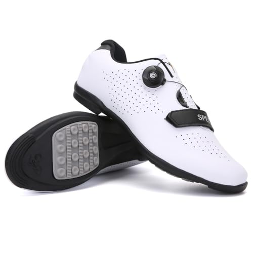 YIENHUI Fahrradschuhe Für Herren Und Damen Atmungsaktive, rutschfeste No-Lock-Reitschuhe Bikeschuhe Fahrradschuhe Mit Gummisohle Sneaker Für Indoor Und Outdoor-White||Numeric_46 von YIENHUI