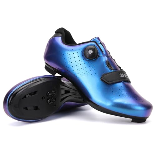 YIENHUI Fahrradschuhe Für Herren Und Damen Atmungsaktive,rutschfeste Rennradschuhe Fahrradtrainer Mit Drehbarem Schnürsenkel Unisex-Spin-Bike-Schuhe Für Drinnen Und Draußen-Blue||Numeric_46 von YIENHUI