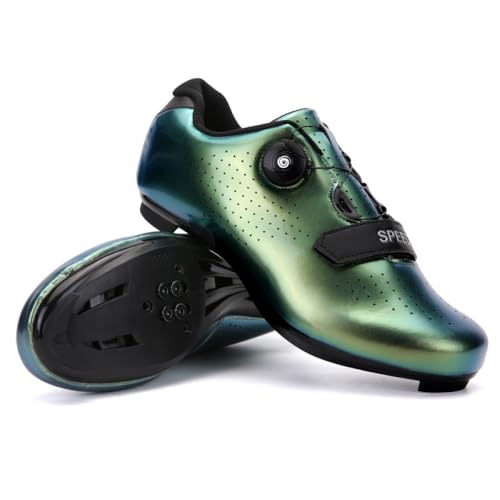 YIENHUI Fahrradschuhe Für Herren Und Damen Atmungsaktive,rutschfeste Rennradschuhe Fahrradtrainer Mit Drehbarem Schnürsenkel Unisex-Spin-Bike-Schuhe Für Drinnen Und Draußen-Green-2||Numeric_37 von YIENHUI