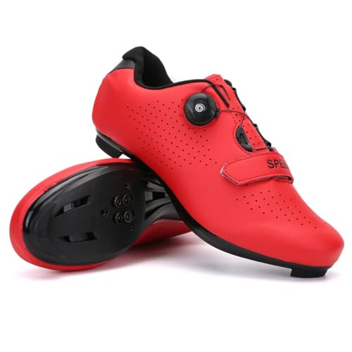 YIENHUI Fahrradschuhe Für Herren Und Damen Atmungsaktive,rutschfeste Rennradschuhe Fahrradtrainer Mit Drehbarem Schnürsenkel Unisex-Spin-Bike-Schuhe Für Drinnen Und Draußen-Red||Numeric_42 von YIENHUI