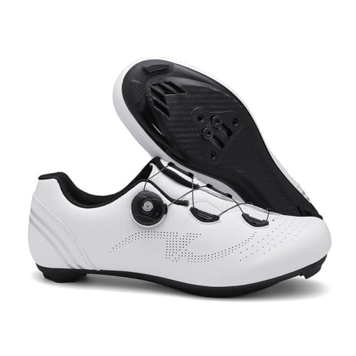 YIENHUI Fahrradschuhe Für Herren Und Damen Modische, Atmungsaktive Rennradschuhe Unisex rutschfeste Spin-Bike-Sneaker Für Flatpedale Komfortable Für Drinnen Und Draußen-White||Numeric_43 von YIENHUI