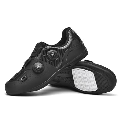 YIENHUI Fahrradschuhe Für Herren Und Damen rutschfeste, Atmungsaktive Indoor-Radsportschuhehe Unisex-Sneaker Mit No-Lock-Gummisohle Und Spin-Schnürsenkeln Für Outdoor-Sport-Black||Numeric_42 von YIENHUI