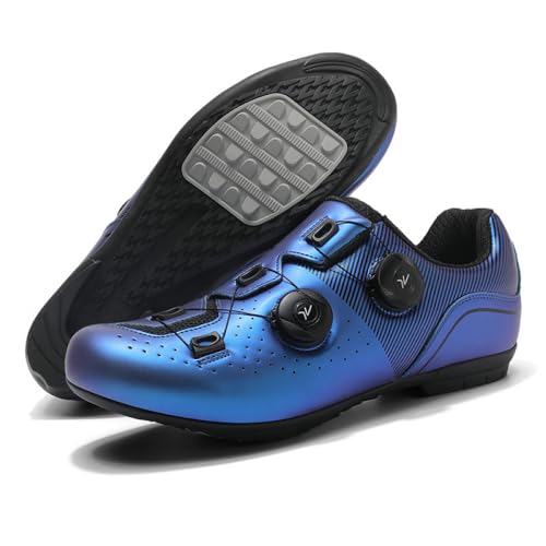 YIENHUI Fahrradschuhe Für Herren Und Damen rutschfeste, Atmungsaktive Indoor-Radsportschuhehe Unisex-Sneaker Mit No-Lock-Gummisohle Und Spin-Schnürsenkeln Für Outdoor-Sport-Blue||Numeric_39 von YIENHUI