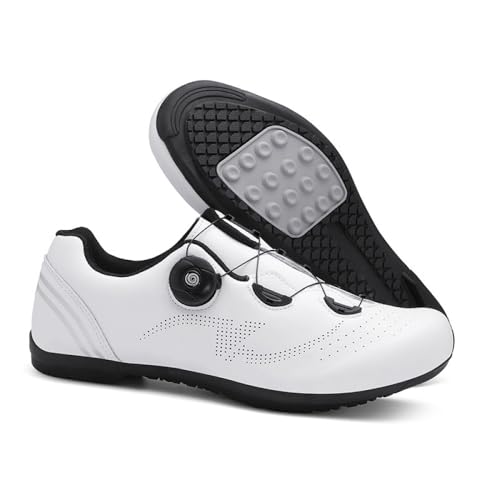 YIENHUI Fahrradschuhe Für Herren Und Damen rutschfeste, Atmungsaktive Schuhe No-Lock-Innenschuh Für Flatpedale Sneaker Mit Schnelldrehendem Schnürsystem-White||Numeric_47 von YIENHUI
