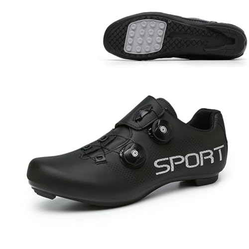 YIENHUI Fahrradschuhe Für Herren Und Damen rutschfeste Fahrrad-Sneaker Komfortable, Atmungsaktive Reitschuhe Bikeschuhe Mit Gummisohle, Ohne Verschluss Unisex-Outdoor-Sportschuhe-Black||Numeric_38 von YIENHUI